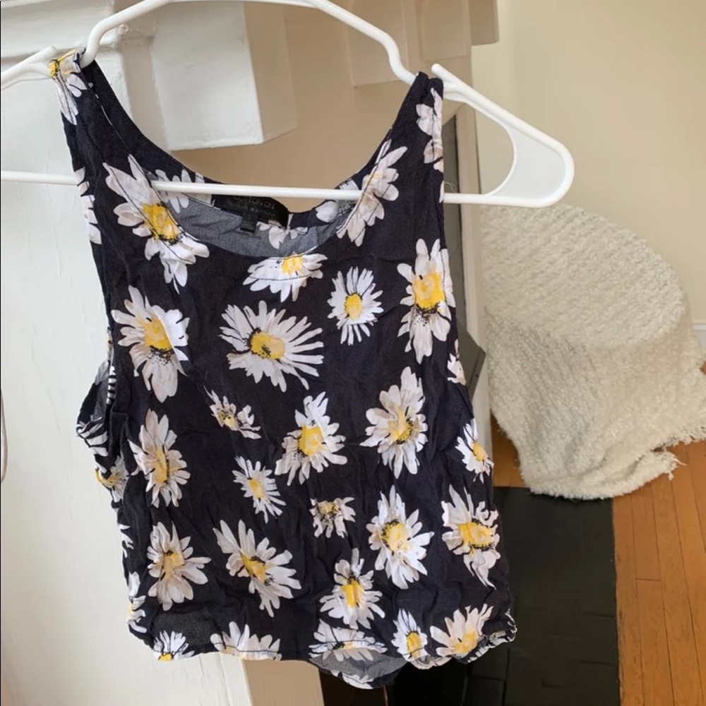 Navy Daisy Crop Top